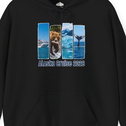 Alaska Cruise 2026 Wildlife Nature Adventure Vacation Shirt — Hoodie Hoodie – Black – Alaska Cruise Shirts Close Up