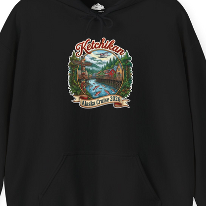 Ketchikan Alaska Cruise 2026 Vintage Souvenir Vacation Shirt — Hoodie Hoodie – Black – Alaska Cruise Shirts Close Up
