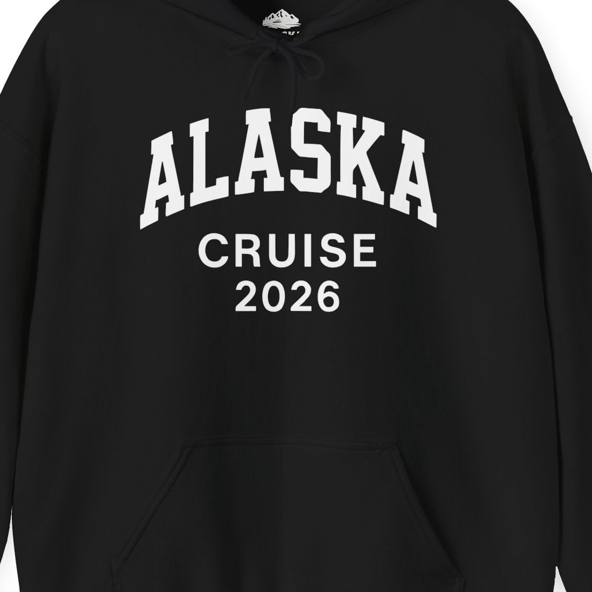 Alaska Cruise 2026 Bold Collegiate Vacation Travel Shirt — Hoodie Hoodie – Black – Alaska Cruise Shirts Close Up