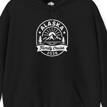 Alaska Family Cruise 2026 Mountain Nature Adventure Shirt — Hoodie Hoodie – Black – Alaska Cruise Shirts Close Up