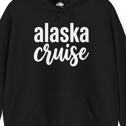 Bold Alaska Cruise Typography Shirt for Vacation Memories — Hoodie Hoodie – Black – Alaska Cruise Shirts Close Up