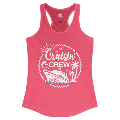 Cruisin Crew Shirt Tropical Family Group Cruise 2026 Caribbean Islands – Hot Pink – Alaska Cruise Shirts