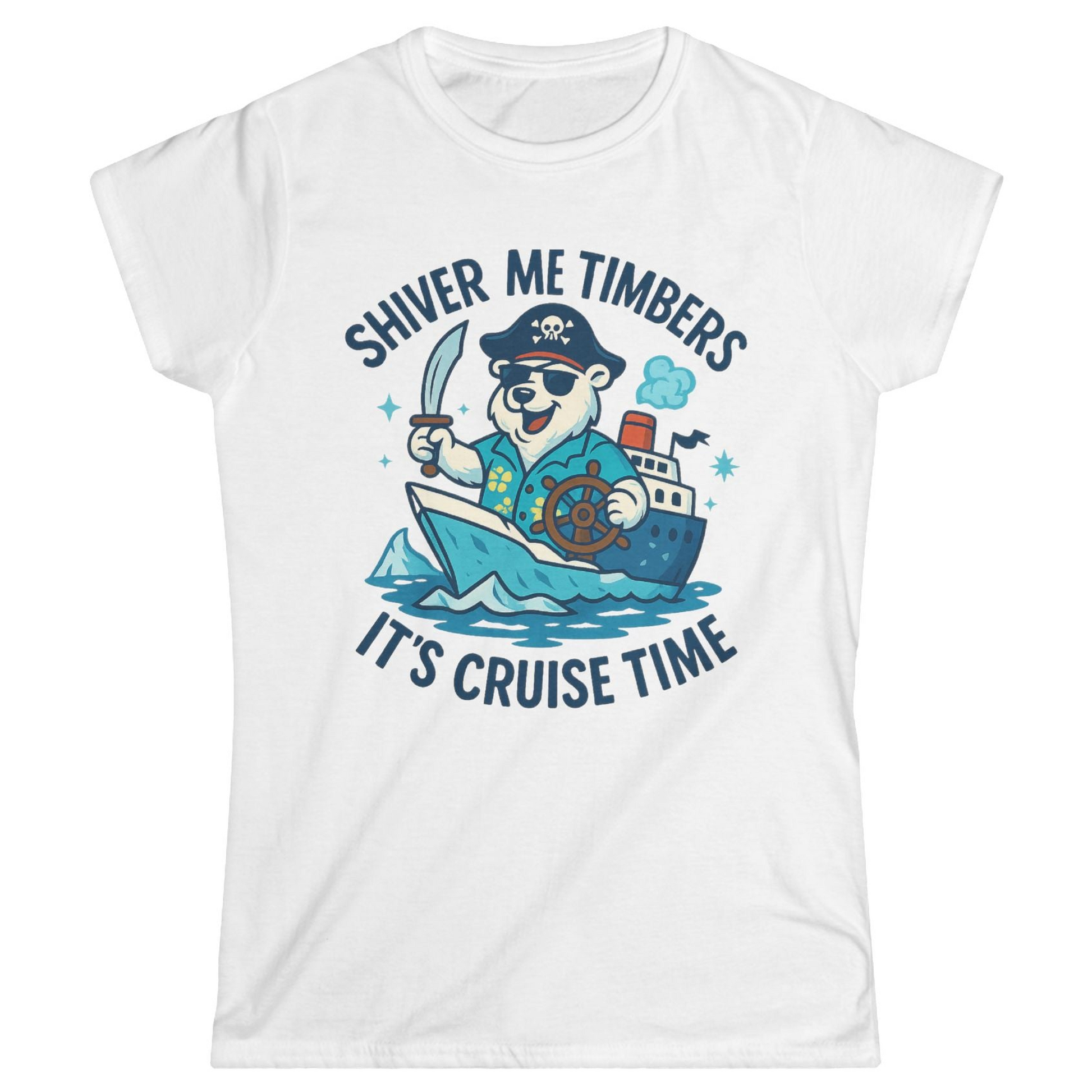 Funny Polar Bear Pirate Cruise Vacation Shirt Ladies T-Shirt – Alaska Cruise Shirts