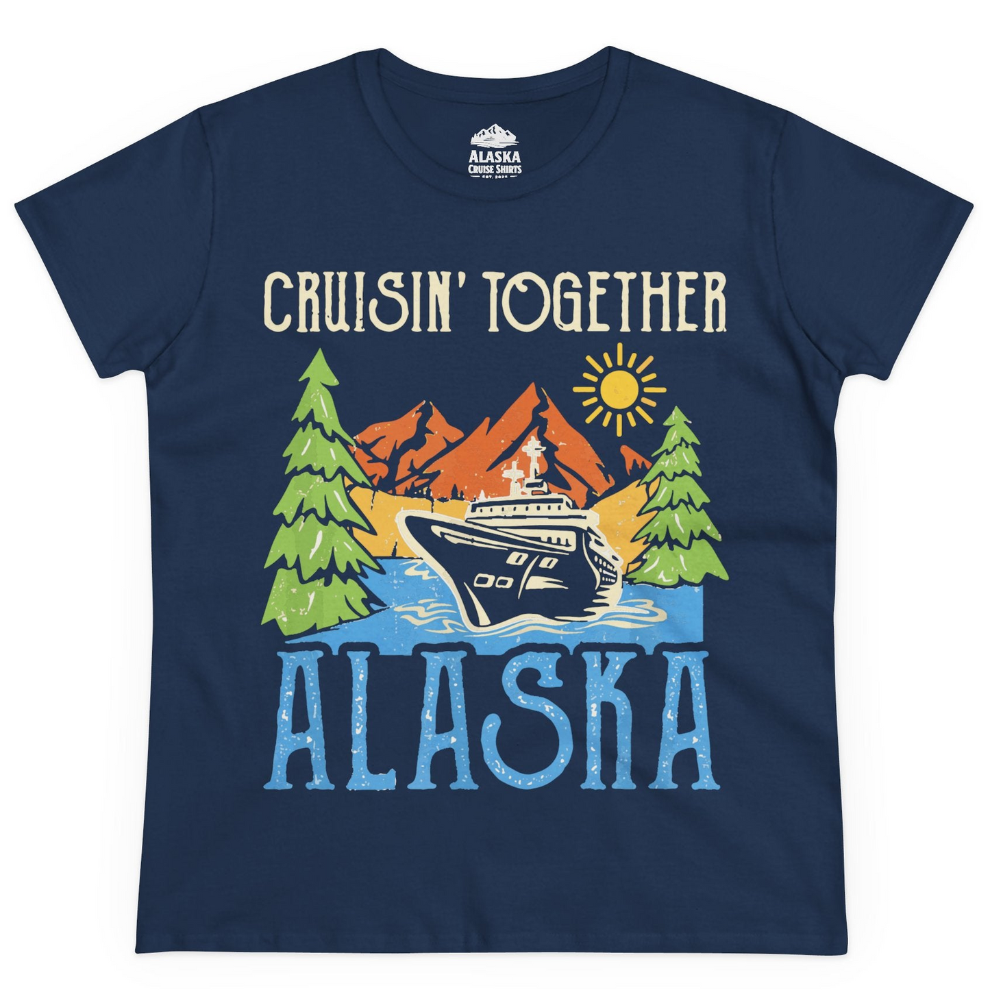 Alaska Cruise Adventure Nature Landscape Retro Family Shirt — Ladies Tee Ladies T-Shirt – Alaska Cruise Shirts