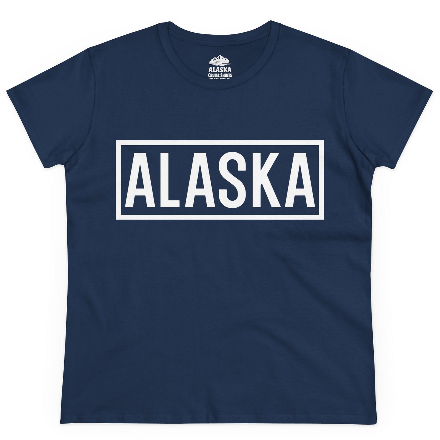Alaska Bold Text Minimalist Monochrome Graphic Shirt for Travelers — Ladies Tee Ladies T-Shirt – Alaska Cruise Shirts