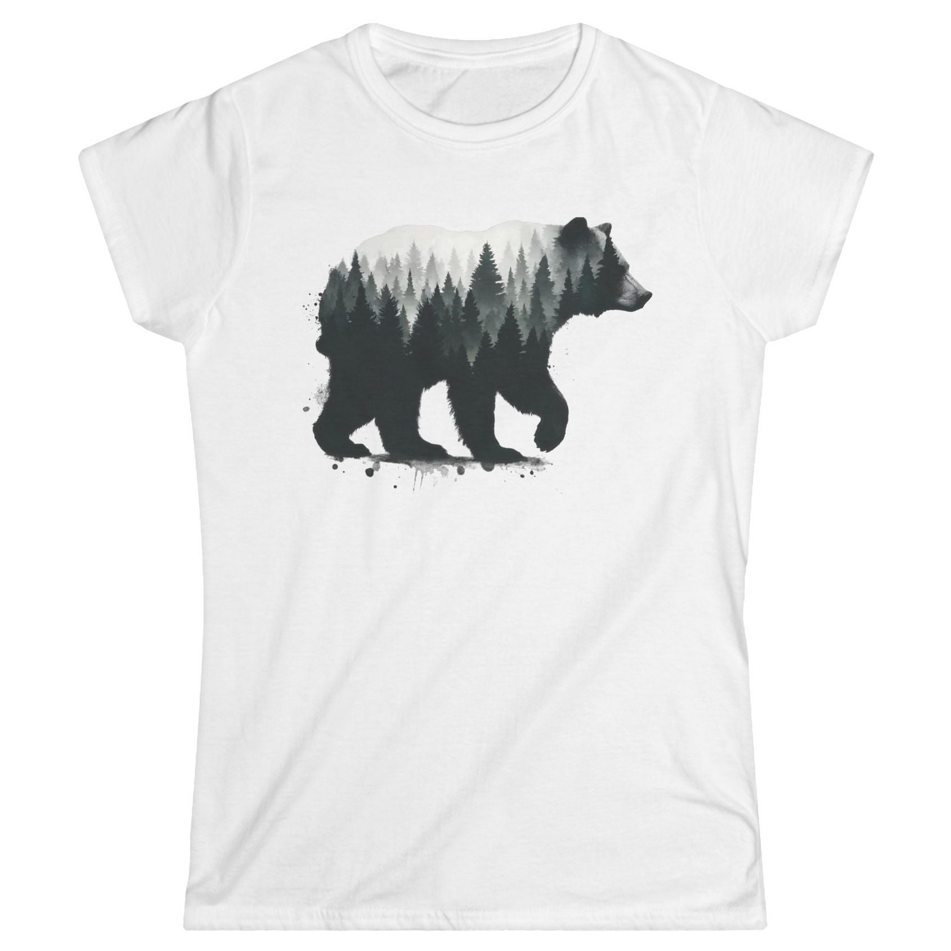 Bear Silhouette Forest Double Exposure Shirt Ladies T-Shirt – Alaska Cruise Shirts
