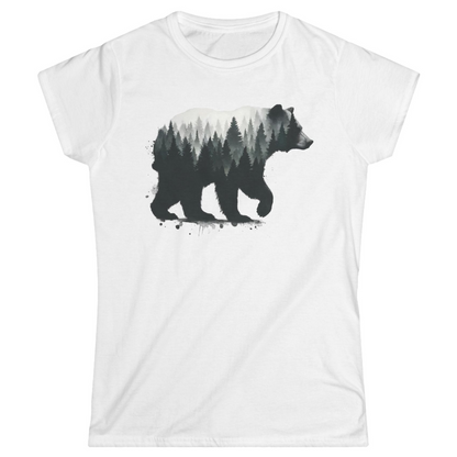 Bear Silhouette Forest Double Exposure Shirt Ladies T-Shirt – Alaska Cruise Shirts
