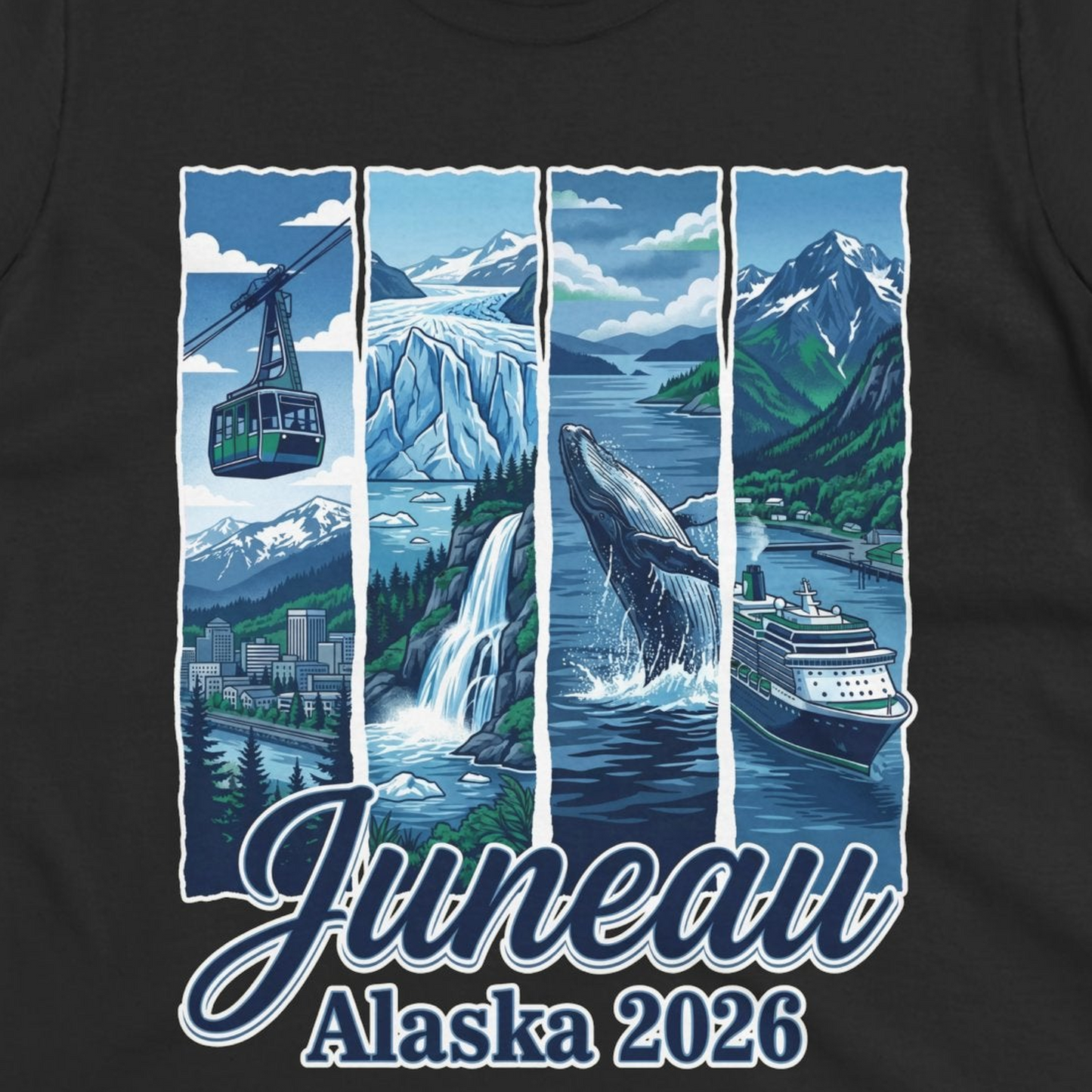 Juneau Alaska 2026 Cruise and Nature Souvenir Shirt — Ladies Tee Ladies T-Shirt – Alaska Cruise Shirts Close Up