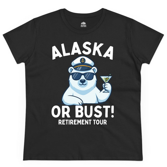 Alaska Retirement Cruise Shirt Ladies T-Shirt – Alaska Cruise Shirts Close Up