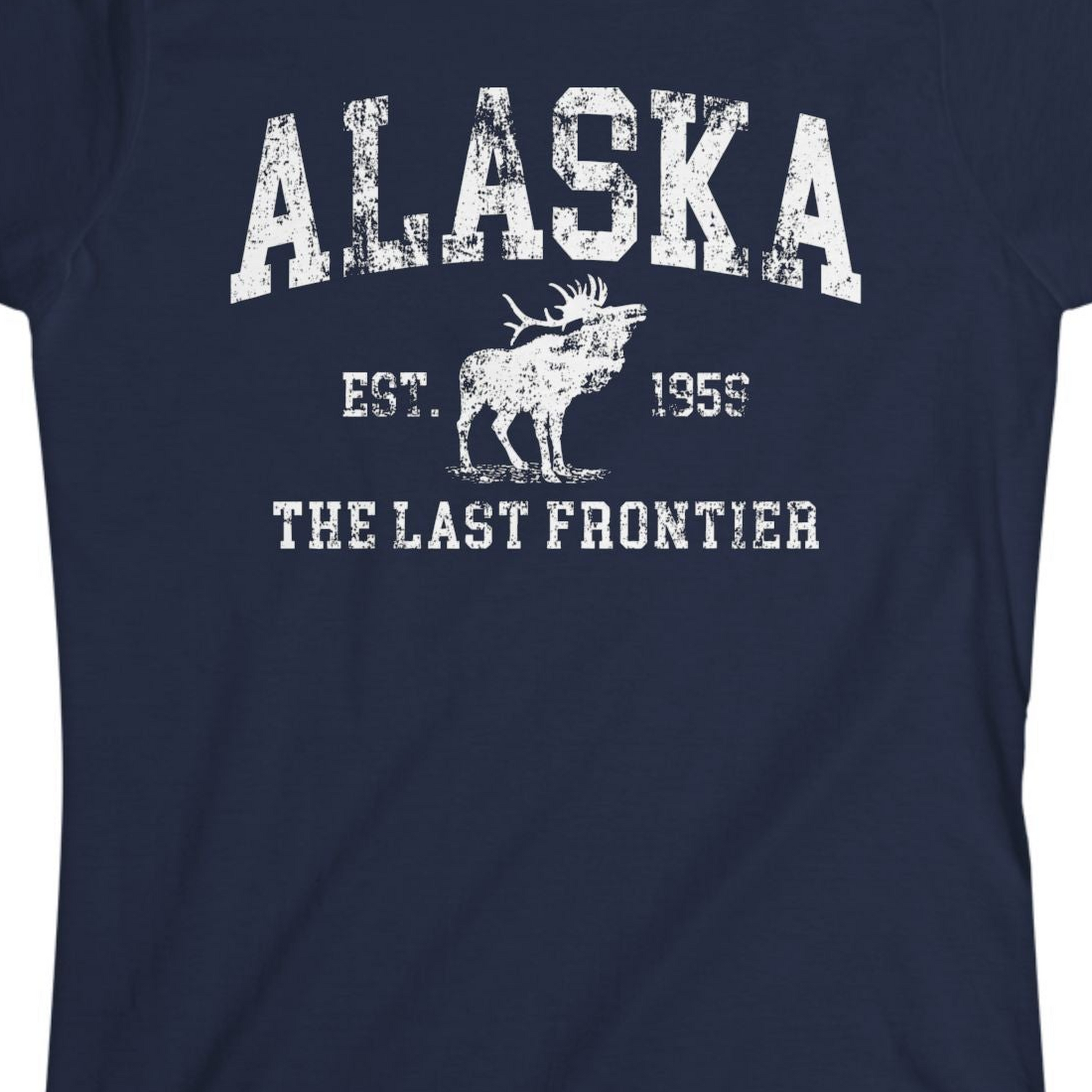 Vintage Alaska Moose Shirt Ladies T-Shirt – Alaska Cruise Shirts Close Up