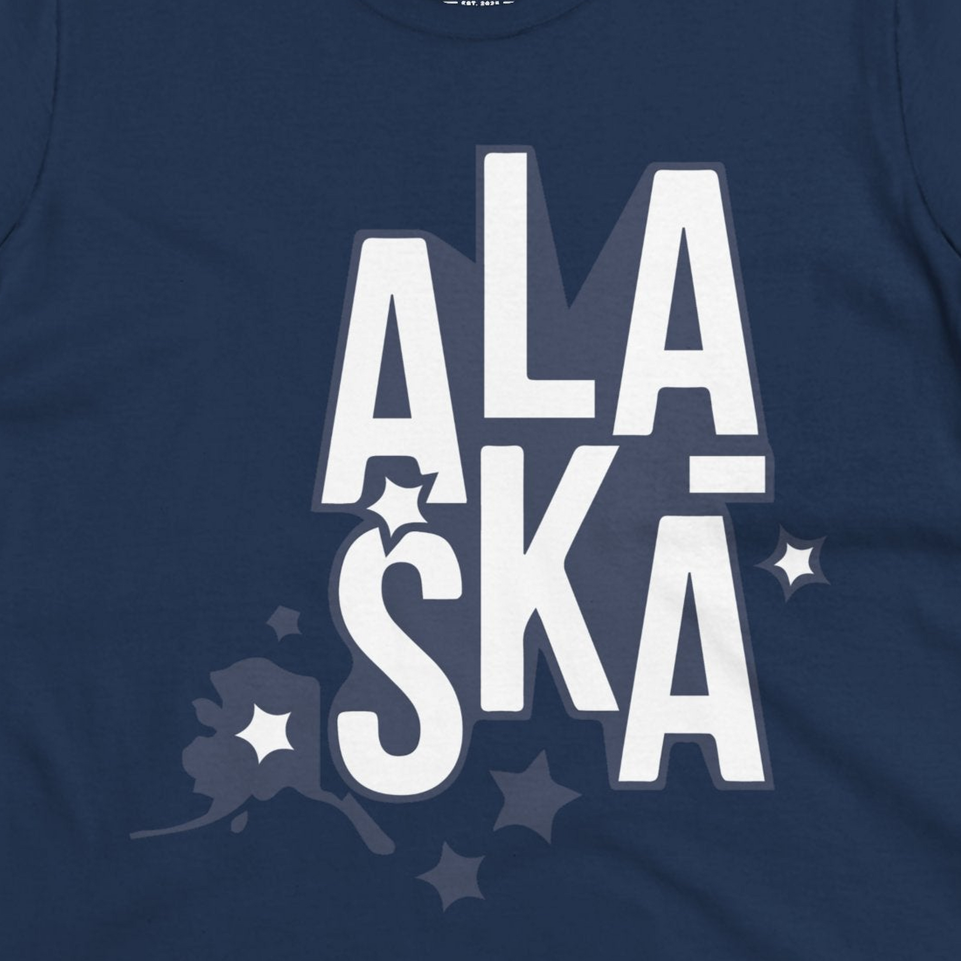 Alaska Stars Bold Typography Shirt Ladies T-Shirt – Alaska Cruise Shirts Close Up
