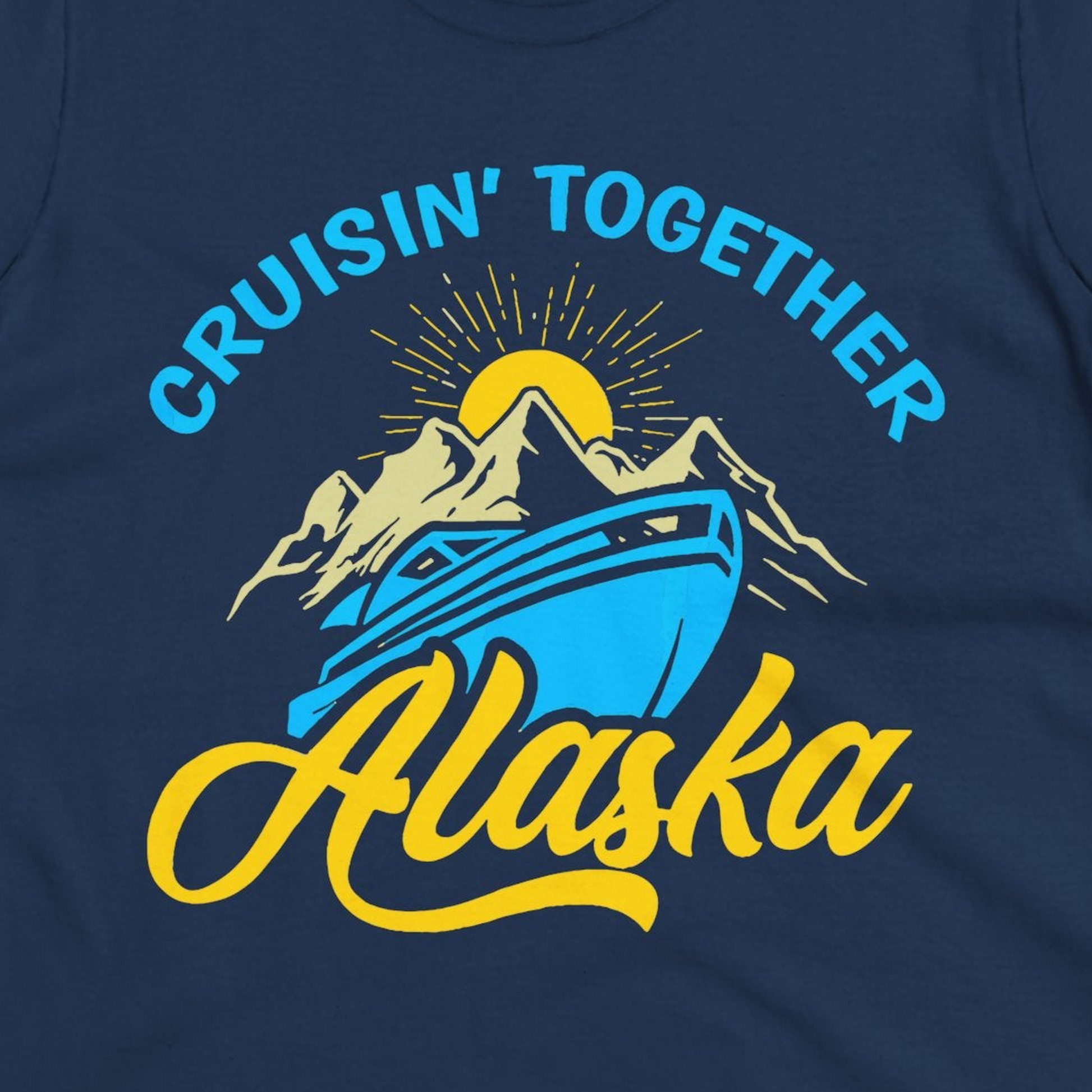 Alaska Cruise Adventure Mountains Sunrise Retro Shirt for Travelers — Ladies Tee Ladies T-Shirt – Alaska Cruise Shirts Close Up