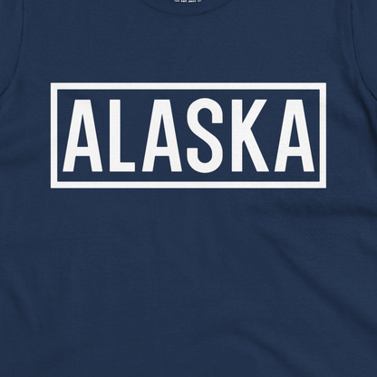 Alaska Bold Text Minimalist Monochrome Graphic Shirt for Travelers — Ladies Tee Ladies T-Shirt – Alaska Cruise Shirts Close Up