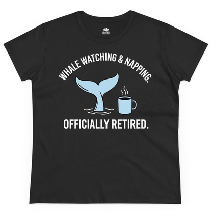 Retired Whale Watching and Napping Shirt Ladies T-Shirt – Alaska Cruise Shirts Close Up
