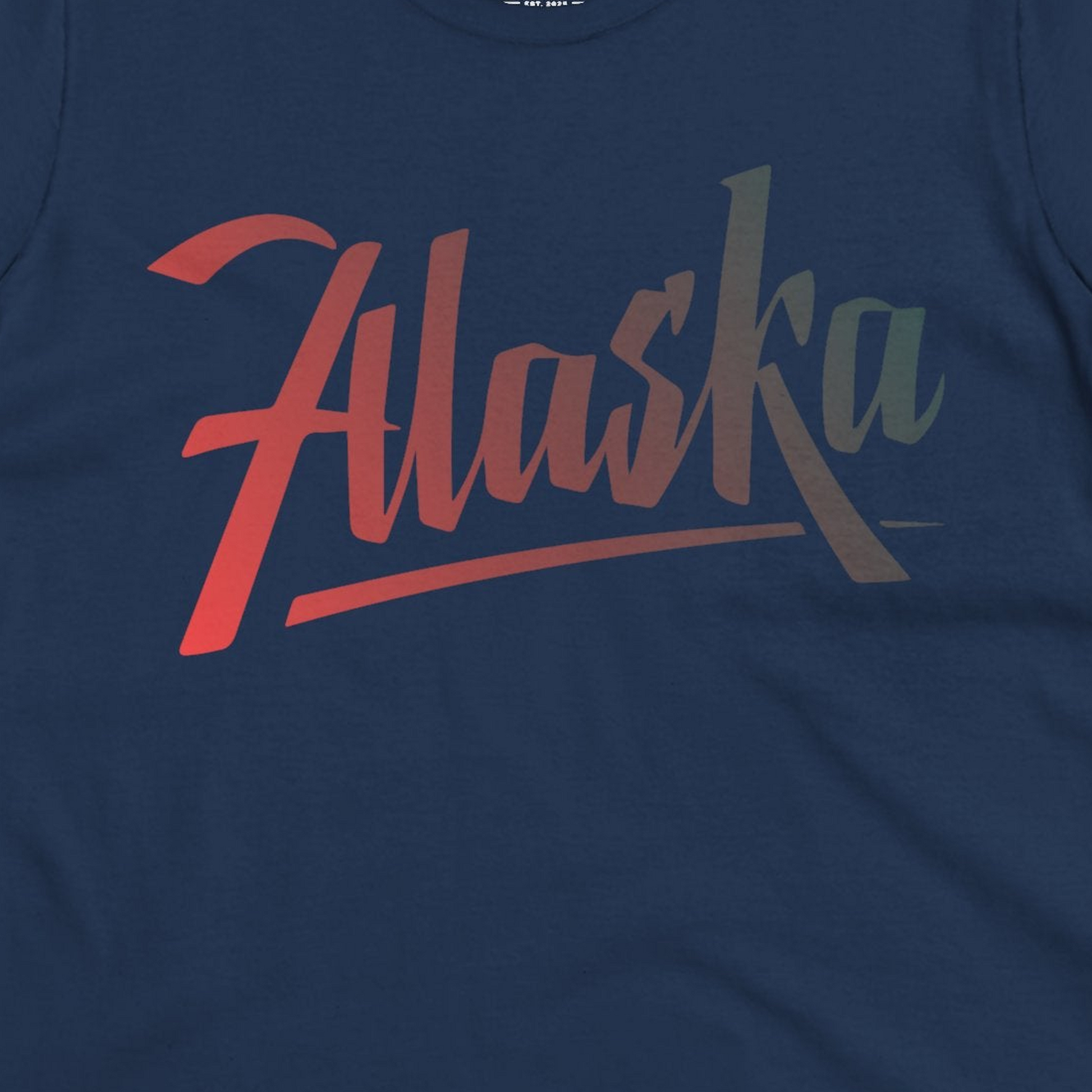 Alaska Script Wordmark Shirt Ladies T-Shirt – Alaska Cruise Shirts Close Up