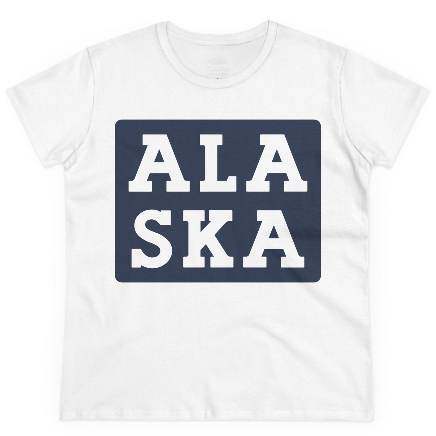 Bold Alaska Block Text Shirt Ladies T-Shirt – White – Alaska Cruise Shirts