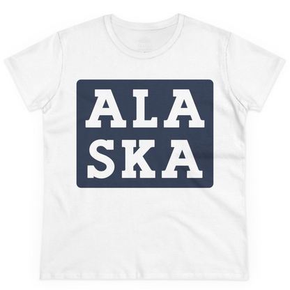 Bold Alaska Block Text Shirt Ladies T-Shirt – White – Alaska Cruise Shirts