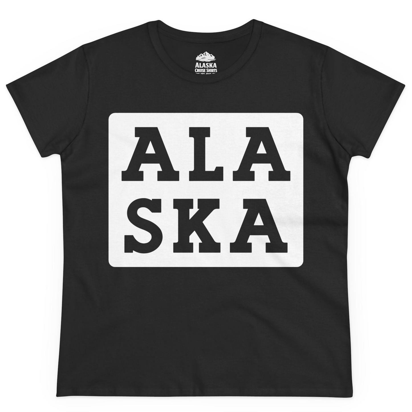 Bold Alaska Block Text Shirt Ladies T-Shirt – Black – Alaska Cruise Shirts
