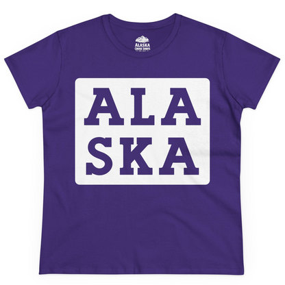 Bold Alaska Block Text Shirt Ladies T-Shirt – Purple – Alaska Cruise Shirts