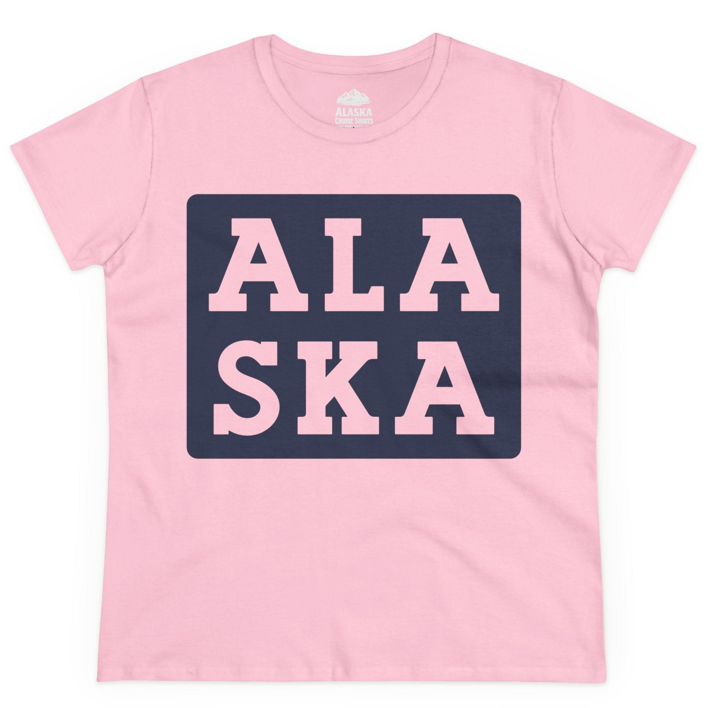 Bold Alaska Block Text Shirt Ladies T-Shirt – Light Pink – Alaska Cruise Shirts