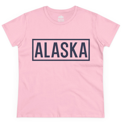 Alaska Bold Text Minimalist Monochrome Graphic Shirt for Travelers — Ladies Tee Ladies T-Shirt – Light Pink – Alaska Cruise Shirts