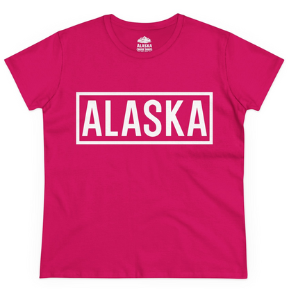 Alaska Bold Text Minimalist Monochrome Graphic Shirt for Travelers — Ladies Tee Ladies T-Shirt – Heliconia – Alaska Cruise Shirts