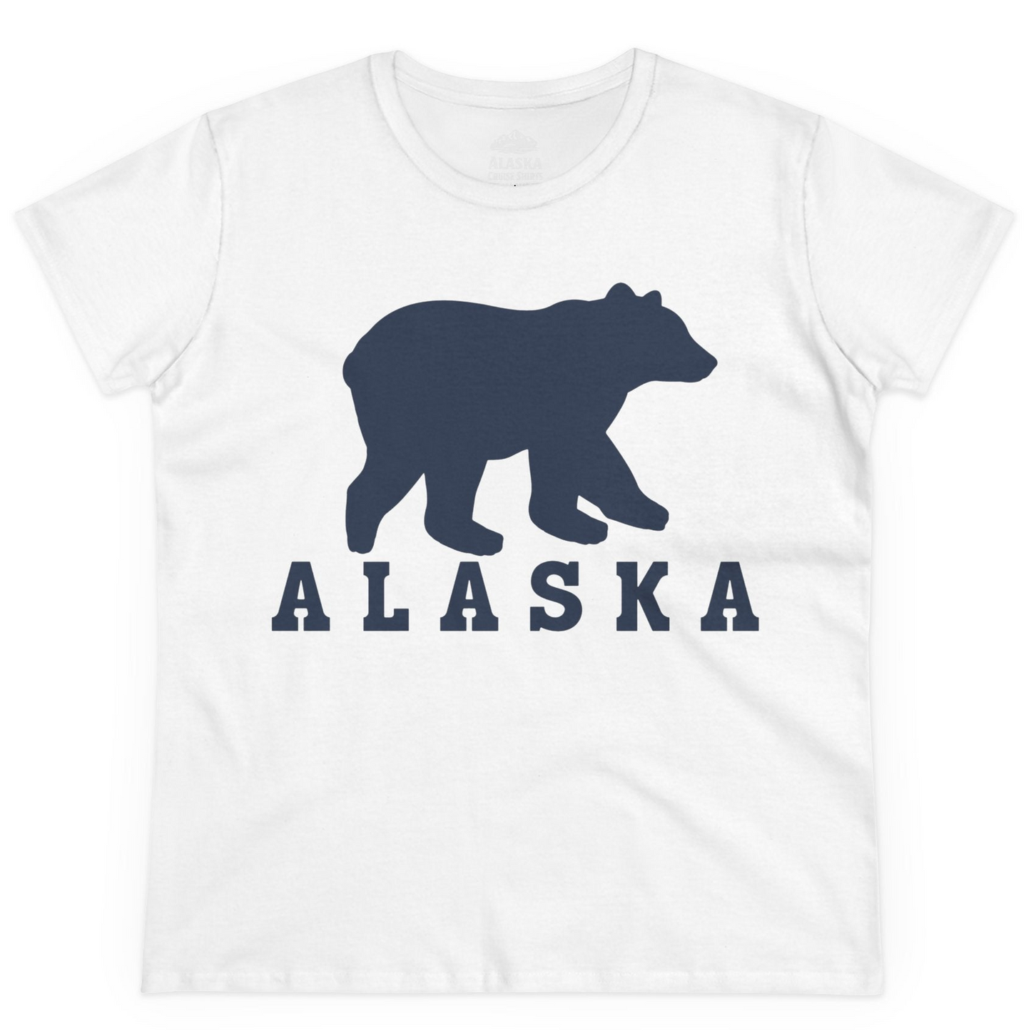 Alaska Bear Silhouette Shirt Ladies T-Shirt – White – Alaska Cruise Shirts