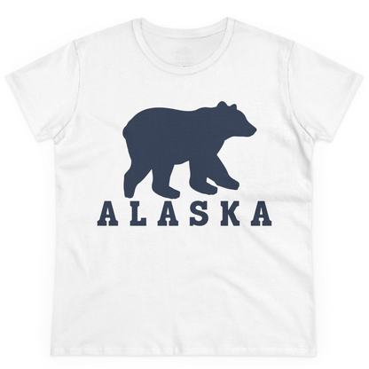 Alaska Bear Silhouette Shirt Ladies T-Shirt – White – Alaska Cruise Shirts