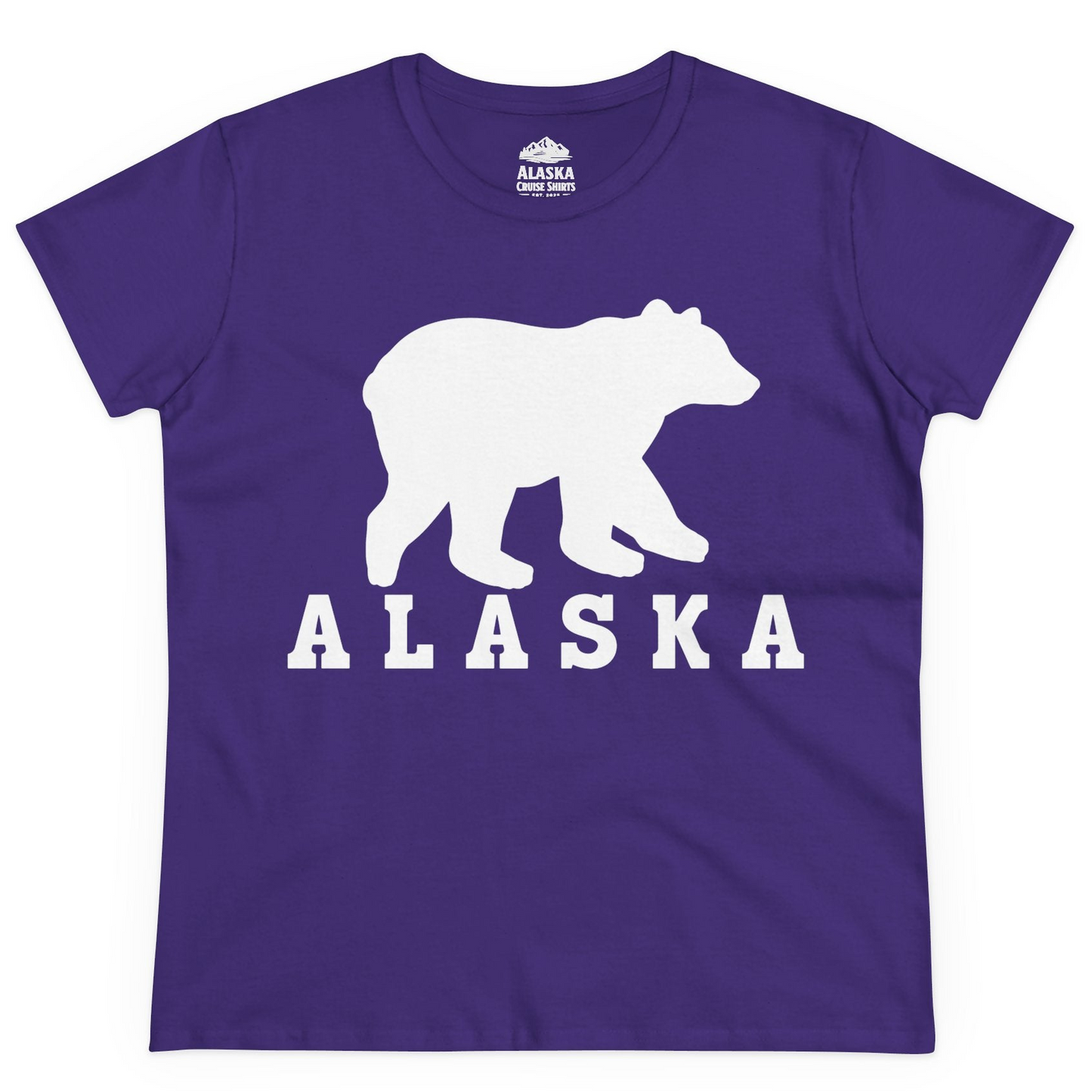 Alaska Bear Silhouette Shirt Ladies T-Shirt – Purple – Alaska Cruise Shirts
