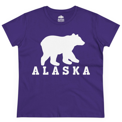 Alaska Bear Silhouette Shirt Ladies T-Shirt – Purple – Alaska Cruise Shirts