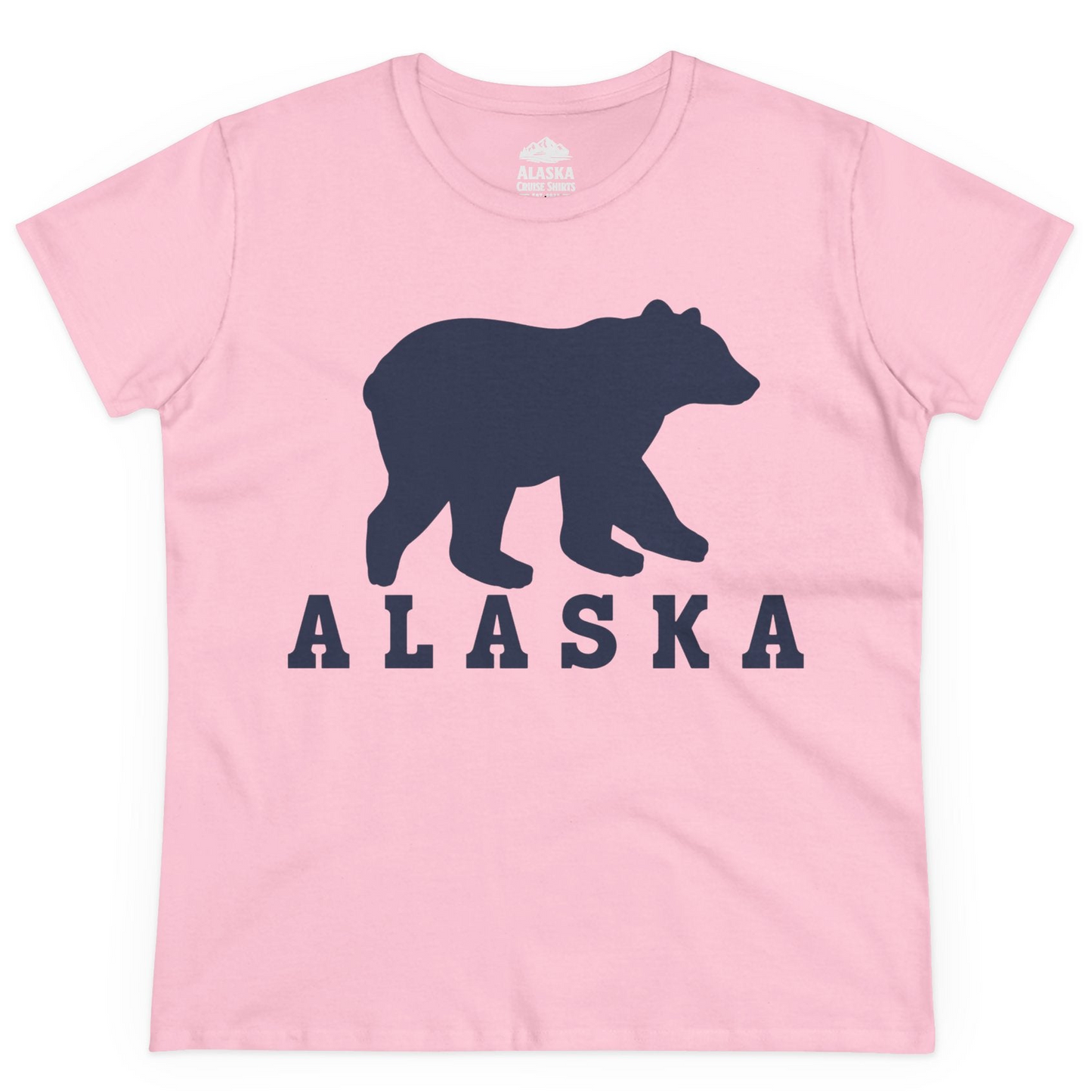 Alaska Bear Silhouette Shirt Ladies T-Shirt – Light Pink – Alaska Cruise Shirts