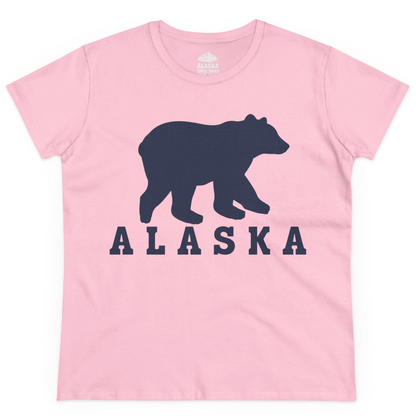 Alaska Bear Silhouette Shirt Ladies T-Shirt – Light Pink – Alaska Cruise Shirts