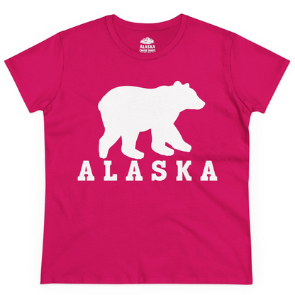 Alaska Bear Silhouette Shirt Ladies T-Shirt – Heliconia – Alaska Cruise Shirts