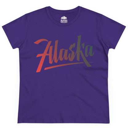Alaska Script Wordmark Shirt Ladies T-Shirt – Purple – Alaska Cruise Shirts