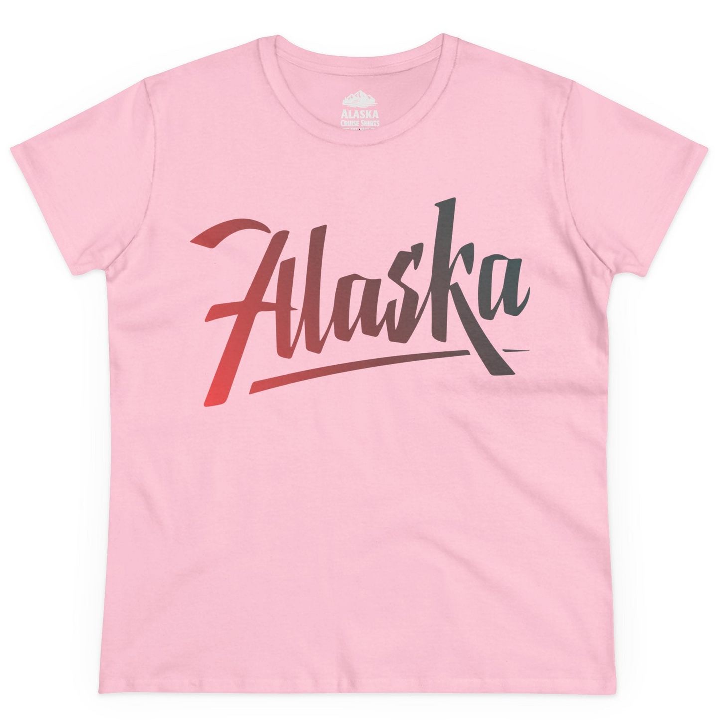 Alaska Script Wordmark Shirt Ladies T-Shirt – Light Pink – Alaska Cruise Shirts