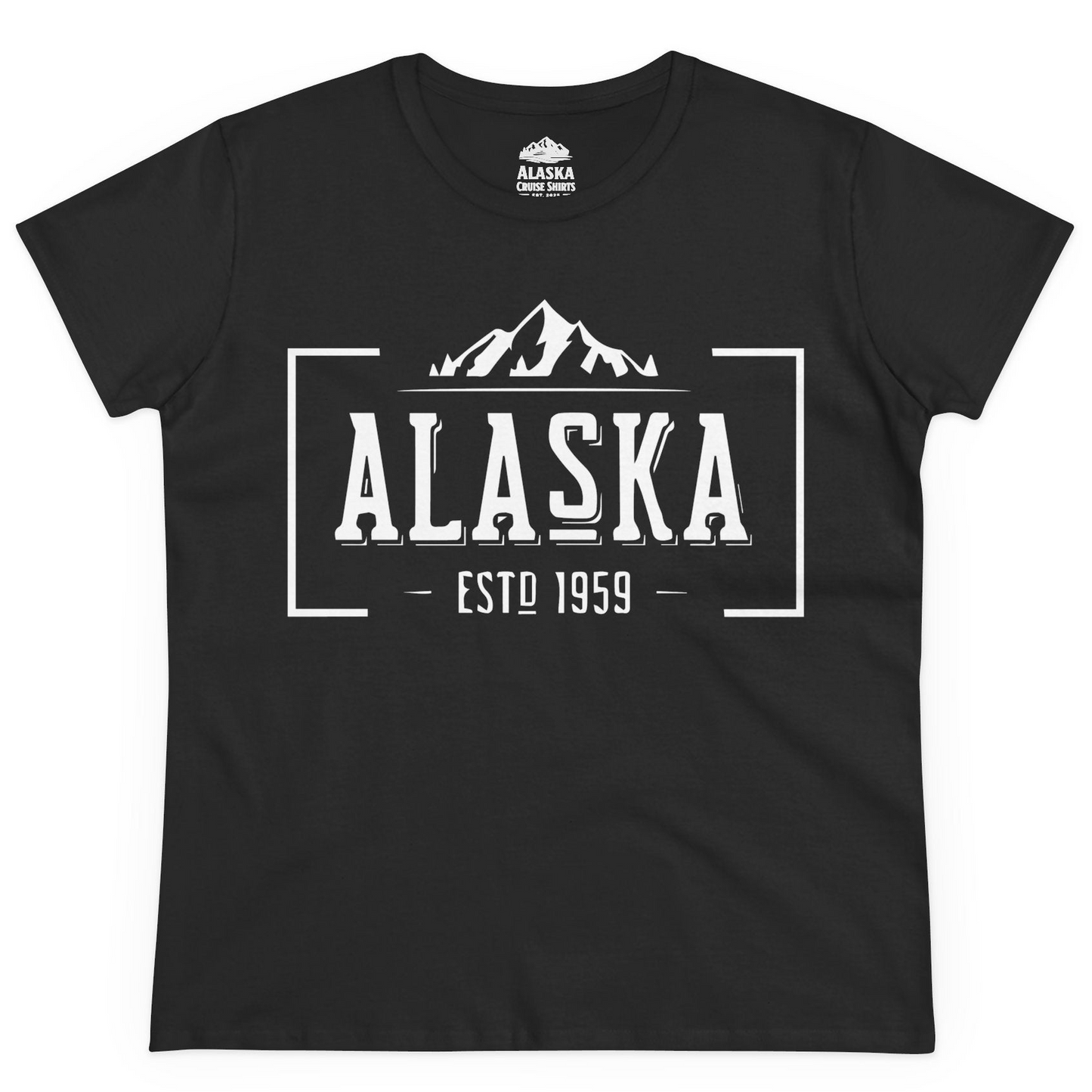 Vintage Alaska Estd 1959 Shirt Ladies T-Shirt – Black – Alaska Cruise Shirts