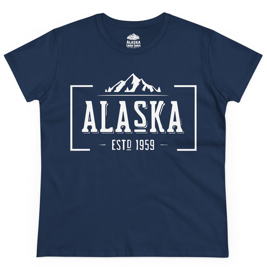 Vintage Alaska Estd 1959 Shirt Ladies T-Shirt – Navy – Alaska Cruise Shirts