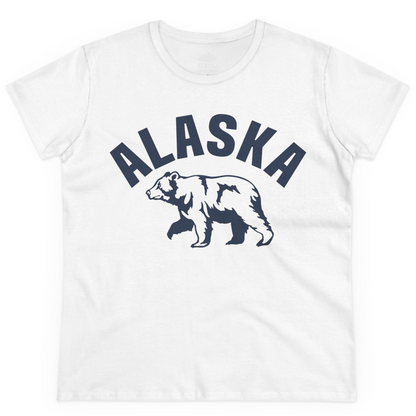 Alaska Bear Silhouette Wildlife Shirt Ladies T-Shirt – White – Alaska Cruise Shirts