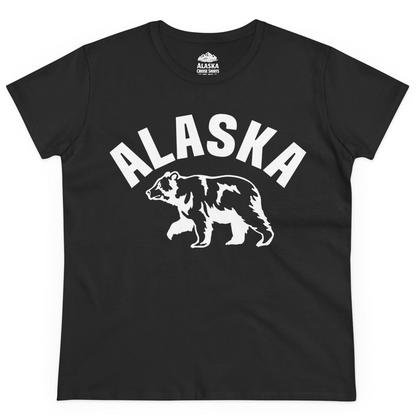 Alaska Bear Silhouette Wildlife Shirt Ladies T-Shirt – Black – Alaska Cruise Shirts