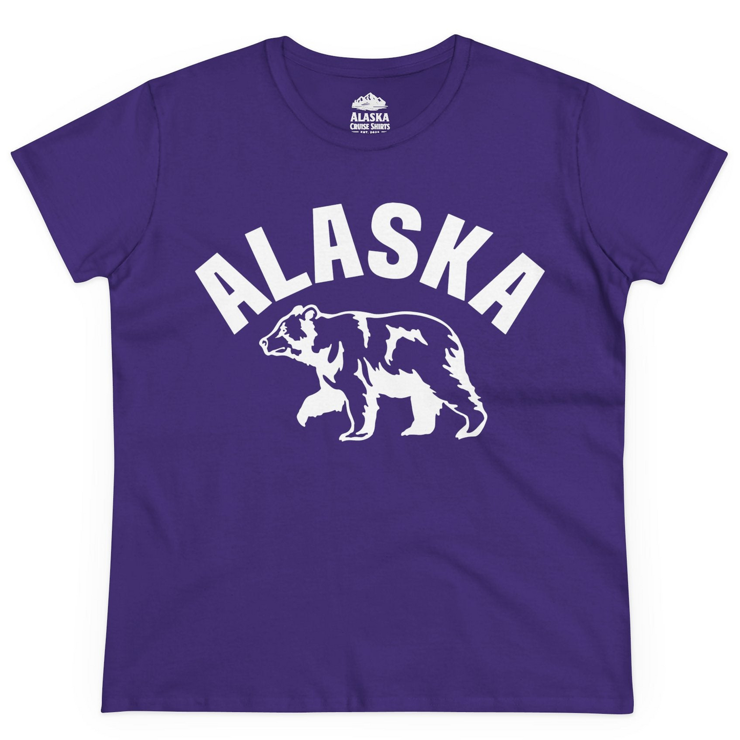 Alaska Bear Silhouette Wildlife Shirt Ladies T-Shirt – Purple – Alaska Cruise Shirts