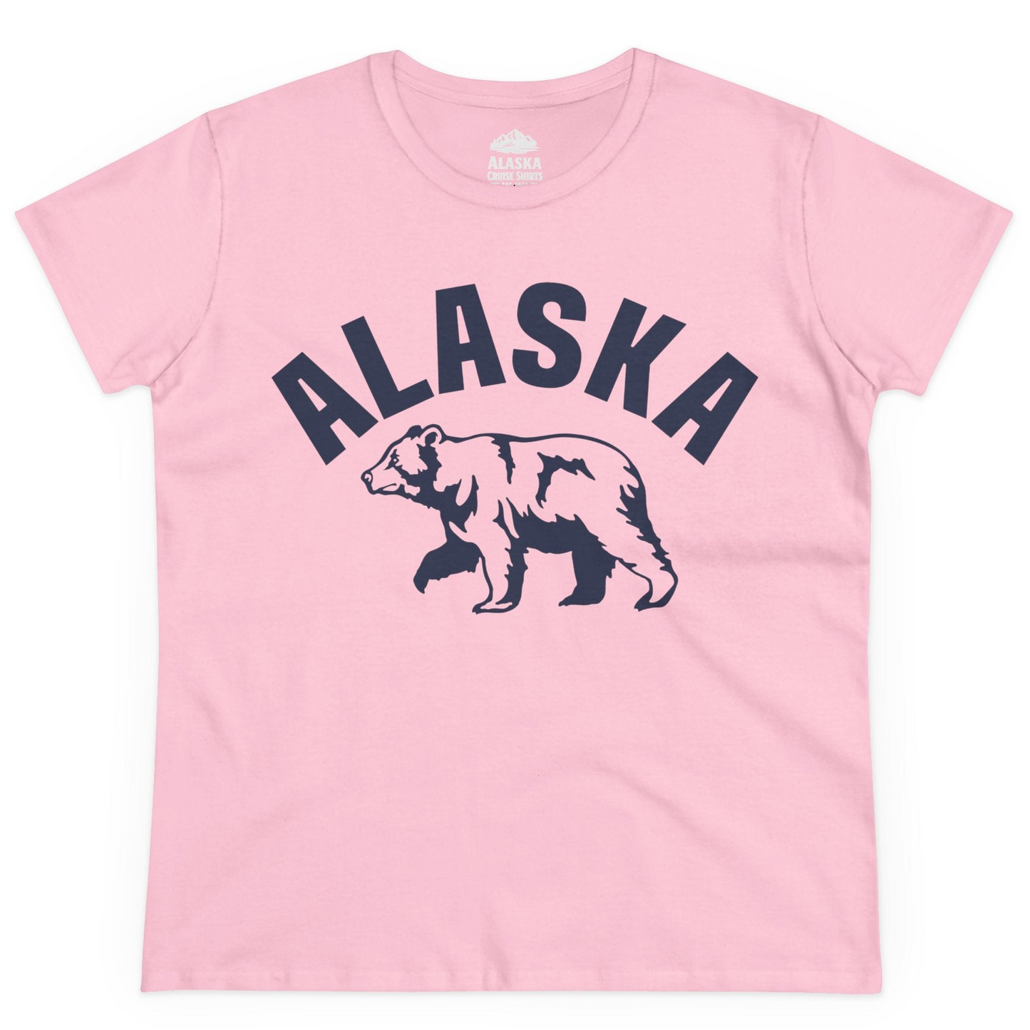 Alaska Bear Silhouette Wildlife Shirt Ladies T-Shirt – Light Pink – Alaska Cruise Shirts