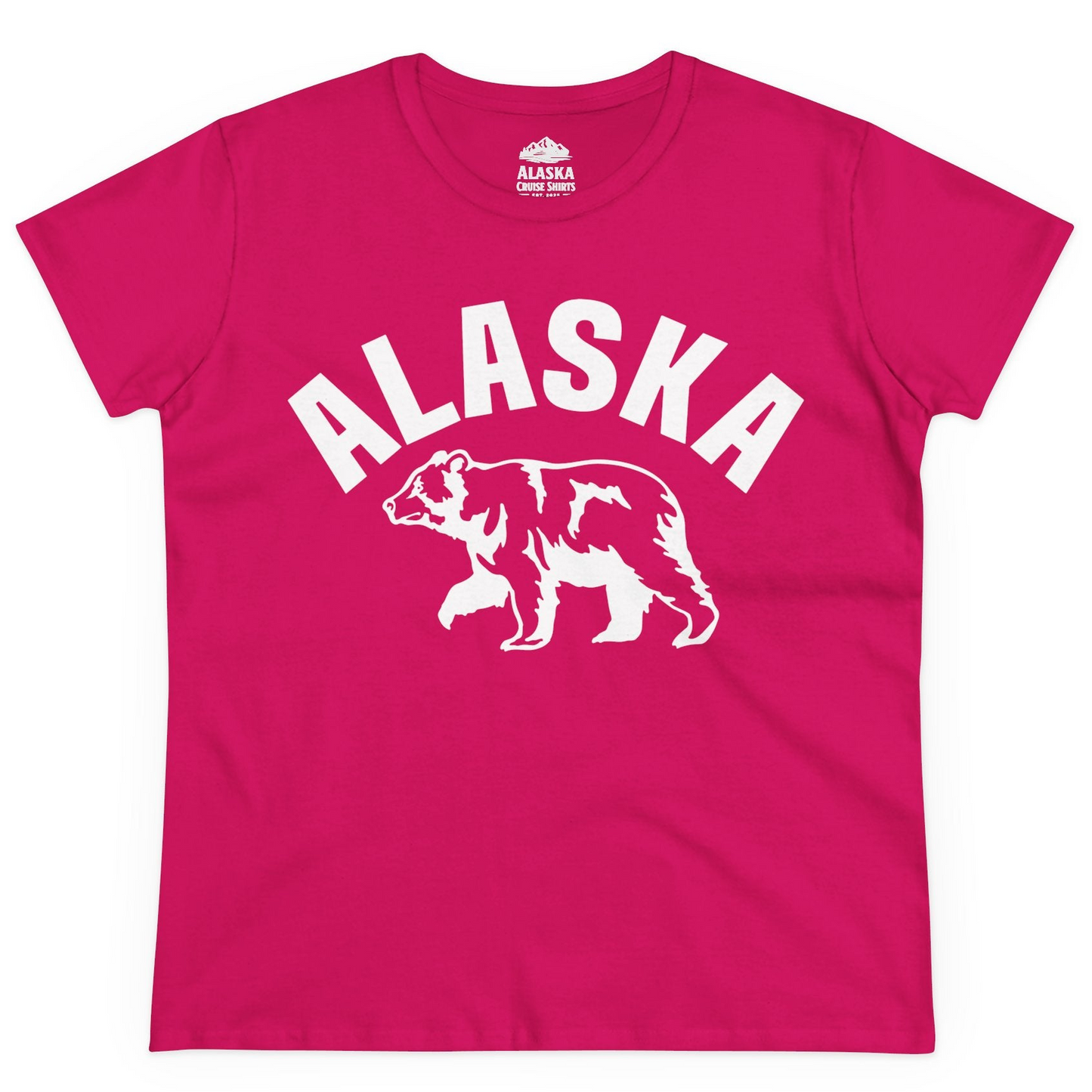 Alaska Bear Silhouette Wildlife Shirt Ladies T-Shirt – Heliconia – Alaska Cruise Shirts