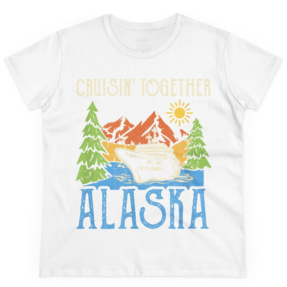 Alaska Cruise Adventure Nature Landscape Retro Family Shirt — Ladies Tee Ladies T-Shirt – White – Alaska Cruise Shirts