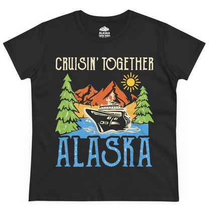 Alaska Cruise Adventure Nature Landscape Retro Family Shirt — Ladies Tee Ladies T-Shirt – Black – Alaska Cruise Shirts