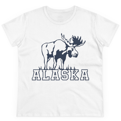 Alaska Moose Silhouette Shirt Ladies T-Shirt – White – Alaska Cruise Shirts