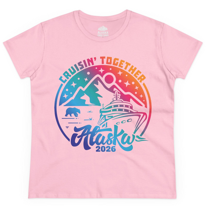 Alaska Cruise Adventure Mountains Wildlife Retro Family Group Shirt 2026 — Ladies Tee Ladies T-Shirt – Light Pink – Alaska Cruise Shirts