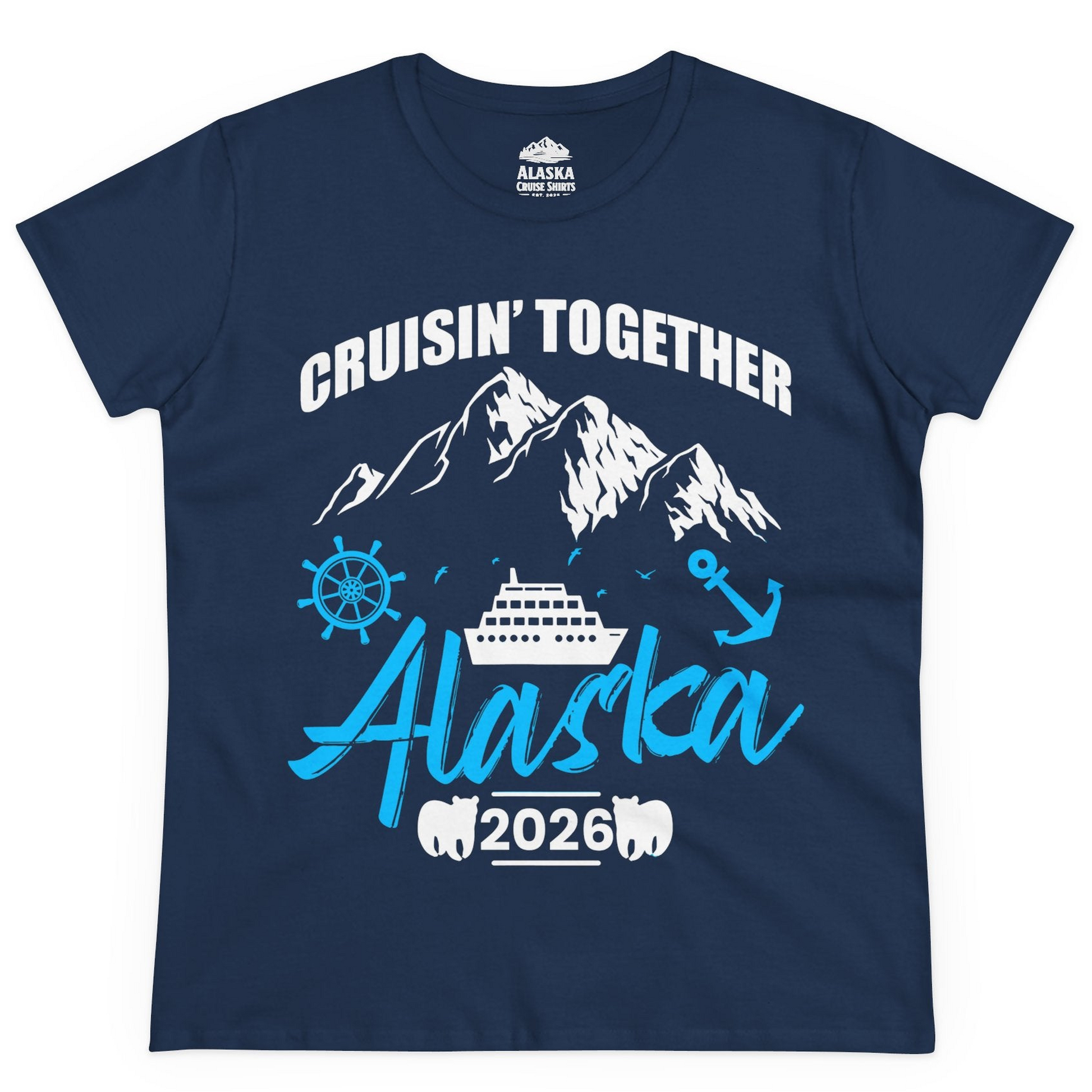 Alaska Cruise Group Adventure Shirt Ladies T-Shirt – Navy – Alaska Cruise Shirts
