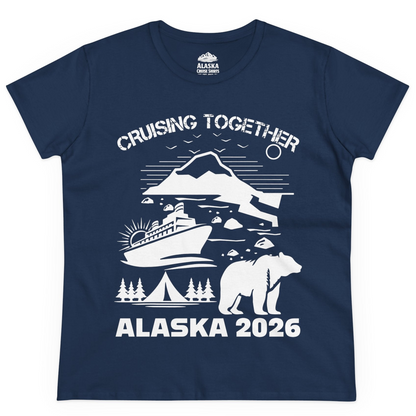 Alaska Cruise 2026 Family Adventure Bear Mountain Nature Shirt — Ladies Tee Ladies T-Shirt – Navy – Alaska Cruise Shirts