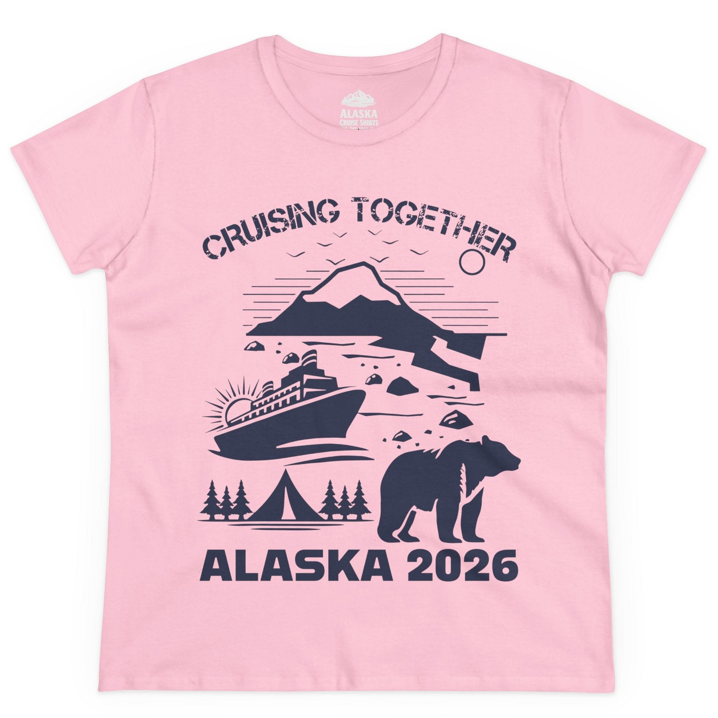 Alaska Cruise 2026 Family Adventure Bear Mountain Nature Shirt — Ladies Tee Ladies T-Shirt – Light Pink – Alaska Cruise Shirts