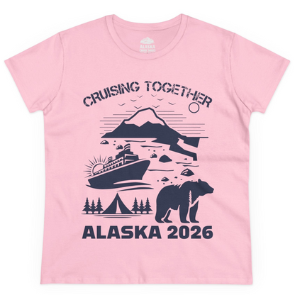 Alaska Cruise 2026 Family Adventure Bear Mountain Nature Shirt — Ladies Tee Ladies T-Shirt – Light Pink – Alaska Cruise Shirts
